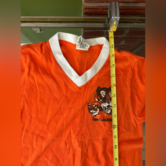 Vintage 80s Boy Scouts of America Tiger Cub Shirt Orange Made in USA Med 10-12 - Picture 3 of 10